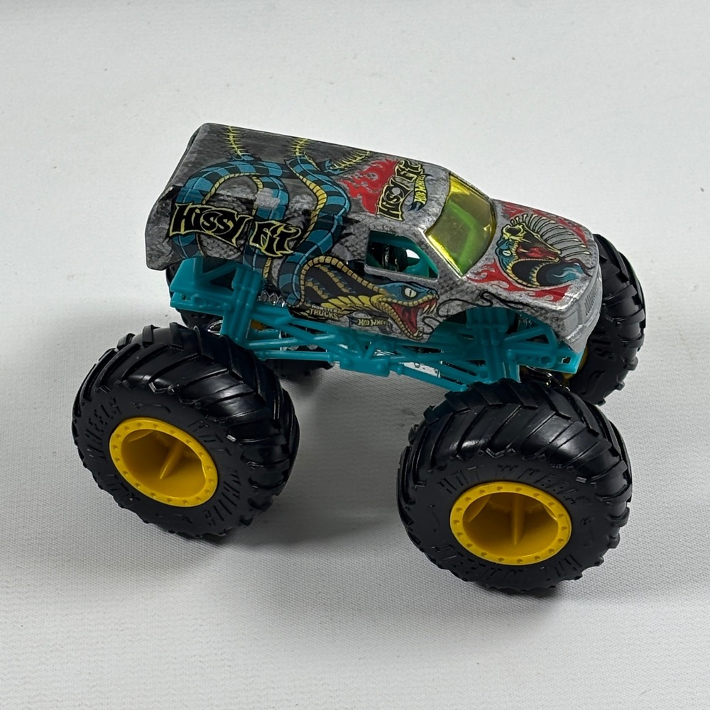 Hot Wheels Monster Jam Hissy Fit Diecast Snake Graphic Teal Silver 1:64 Truck